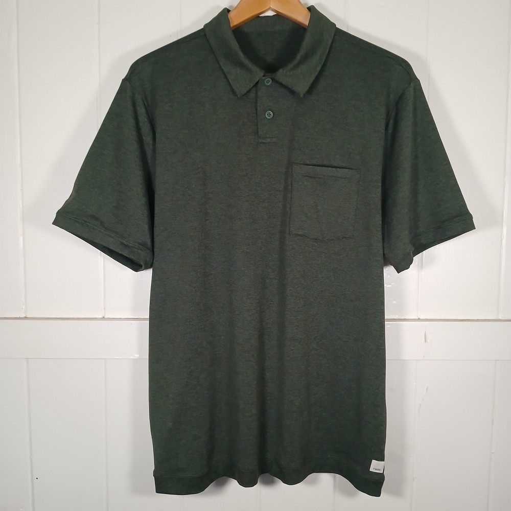 Vuori Pocket Polo Shirt Mens Large Green Heather Short Sleeve V1099
